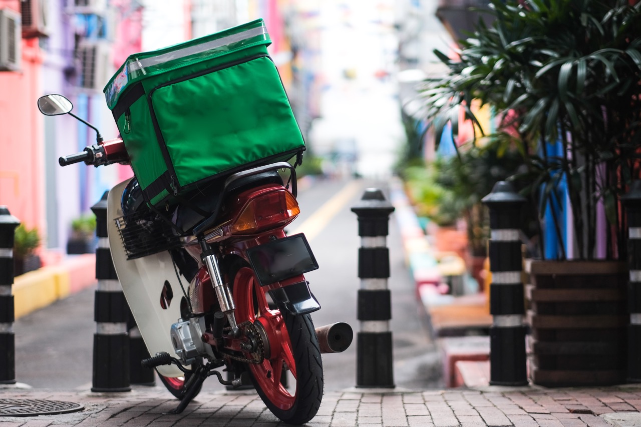 delivery service motorcycle park pavement(1) large